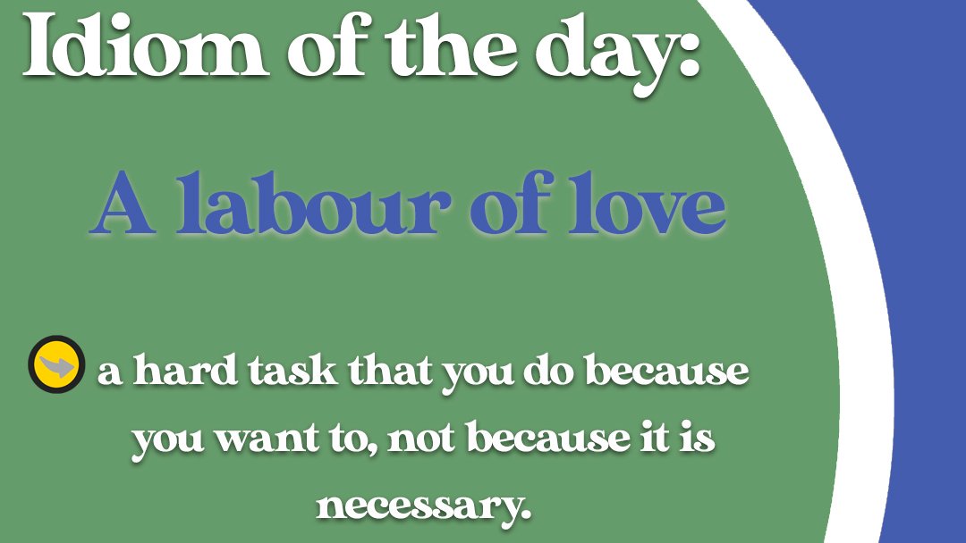 TheEnglishStop's tweet photo. A labour of love 💔🔨🧺

✳️Example: Writing the book was a labour of love.📙

#labouroflove #idiom #idioms #idiomaticexpressions #idiomoftheday #idiomoftheweek #englishphrases #englishwithfun #newwords #vocabularywords #getenglishtips #inglesonline #английскийязык #pronunciation https://t.co/r1rEyPe0lX