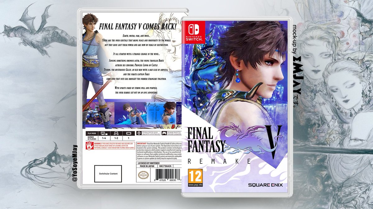 YoSoyeMJay's tweet photo. What about #FinalFantasyV Remake?
#SwitchBoxArt #MockUp #FFV #FFVRemake https://t.co/TQCzyODyuO