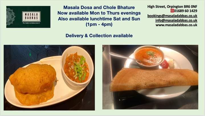 masaladabbas's tweet photo. Home Schooling and #WFH can be a drain, fed up of thinking What’s for dinner!

 #MasalaDosa #cholebhature 
Now available on Mon - Thurs evenings
Also available on Sat and Sun lunchtime (1pm to 4pm)

FOR DELIVERY AND COLLECTION OPTIONS. CONTACT US FOR INFORMATION. https://t.co/P96qG4gA9s