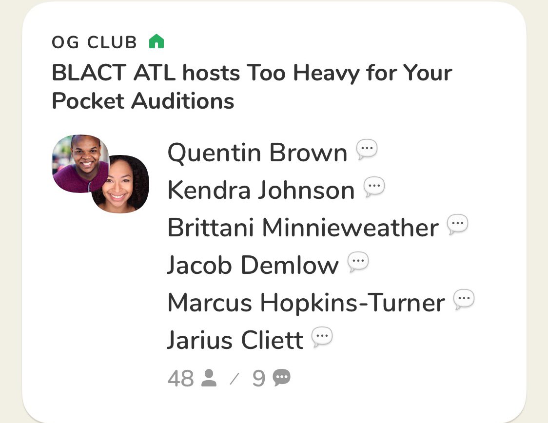 Blactatl's tweet photo. We are still reeling from yesterday’s auditions for Too Heavy for Your Pocket and are looking forward to callbacks today! #tooheavycb #blackcreatives https://t.co/UW9JXVgaBk