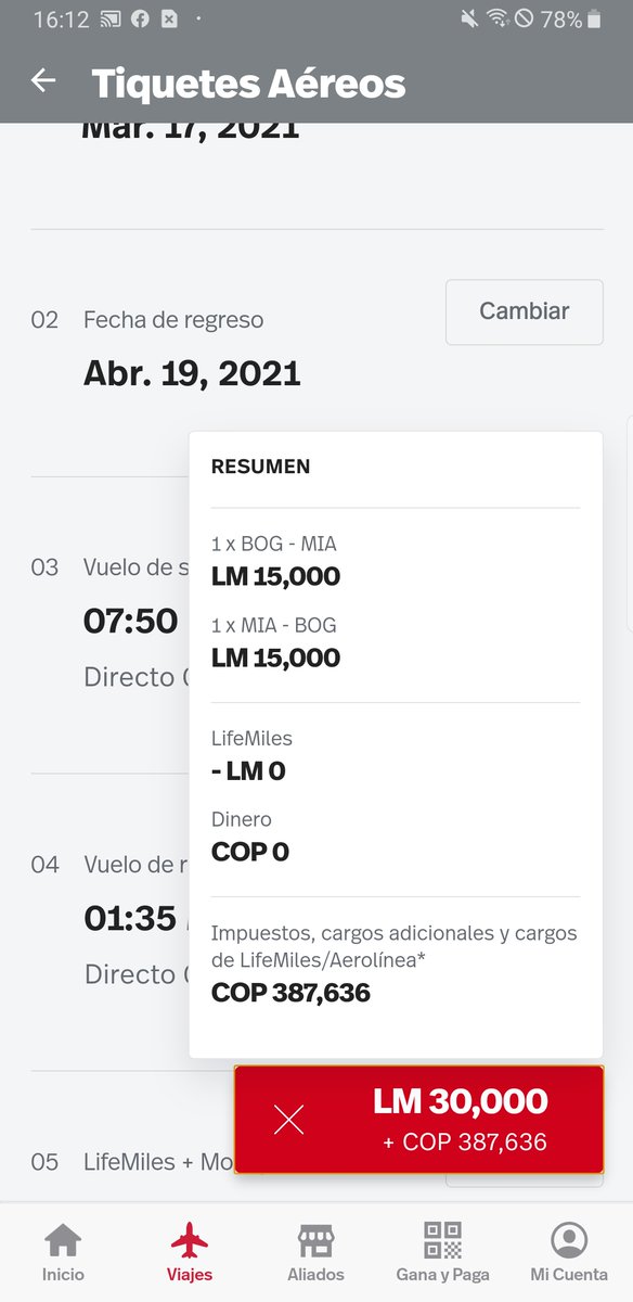Morigerado's tweet photo. Hola @Avianca me gustaría entender cuál es el sentido de acumular millas con ustedes si al momento de redimir un tiquete me cobran la mitad del precio de venta al público gastando 30.000 lifemiles? Nadie investiga esto? @sicsuper @LifeMiles @NoticiasCaracol @jsanchezcristo https://t.co/ZVFiAFnOn7