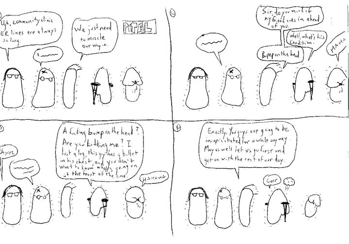 RealAmoebaJoe's tweet photo. I might be able to build up an audience if I put up a strip more than once in a blue moon. Oh well. This is a satirical jab at #Obamacare. Well, not really. But I think Robert's logic at the end is solid. https://t.co/3GG105M9sf