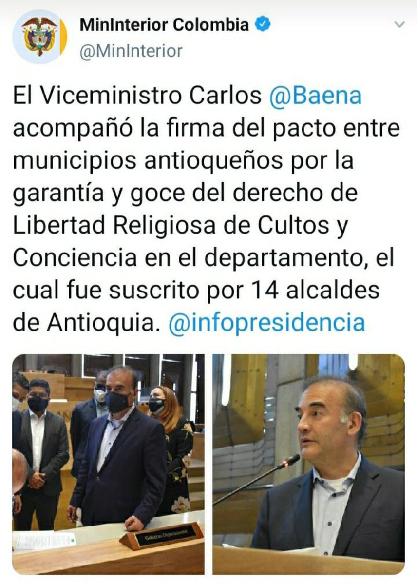 DanielPorras912's tweet photo. Ayer el departamento de Antioquia abrió una nueva agenda que garantiza la libertad y el respeto por la diferencia de credo. Un paso que garantiza la convivencia con respeto. Gracias @QuinteroCalle  @Baena  @carlos_guevara @juam  @LeoSolLopez @CalyMauricio @Juanparal https://t.co/rRLKYvtpLG