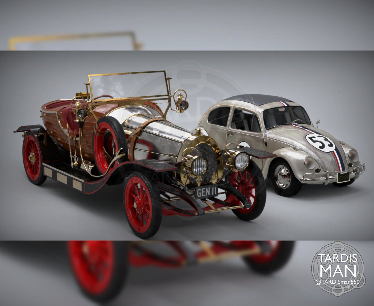 TARDISman550's tweet photo. Finally the Movie Cars meet Herbie and Chitty #Herbie #TheLoveBug #VW #Voltswagen #3dmodeling #3DModel #Keyshot #Model #TARDISman #chittyfliesagain #ChittyChittyBangBang #Gen11 https://t.co/k1QfkXiC8i