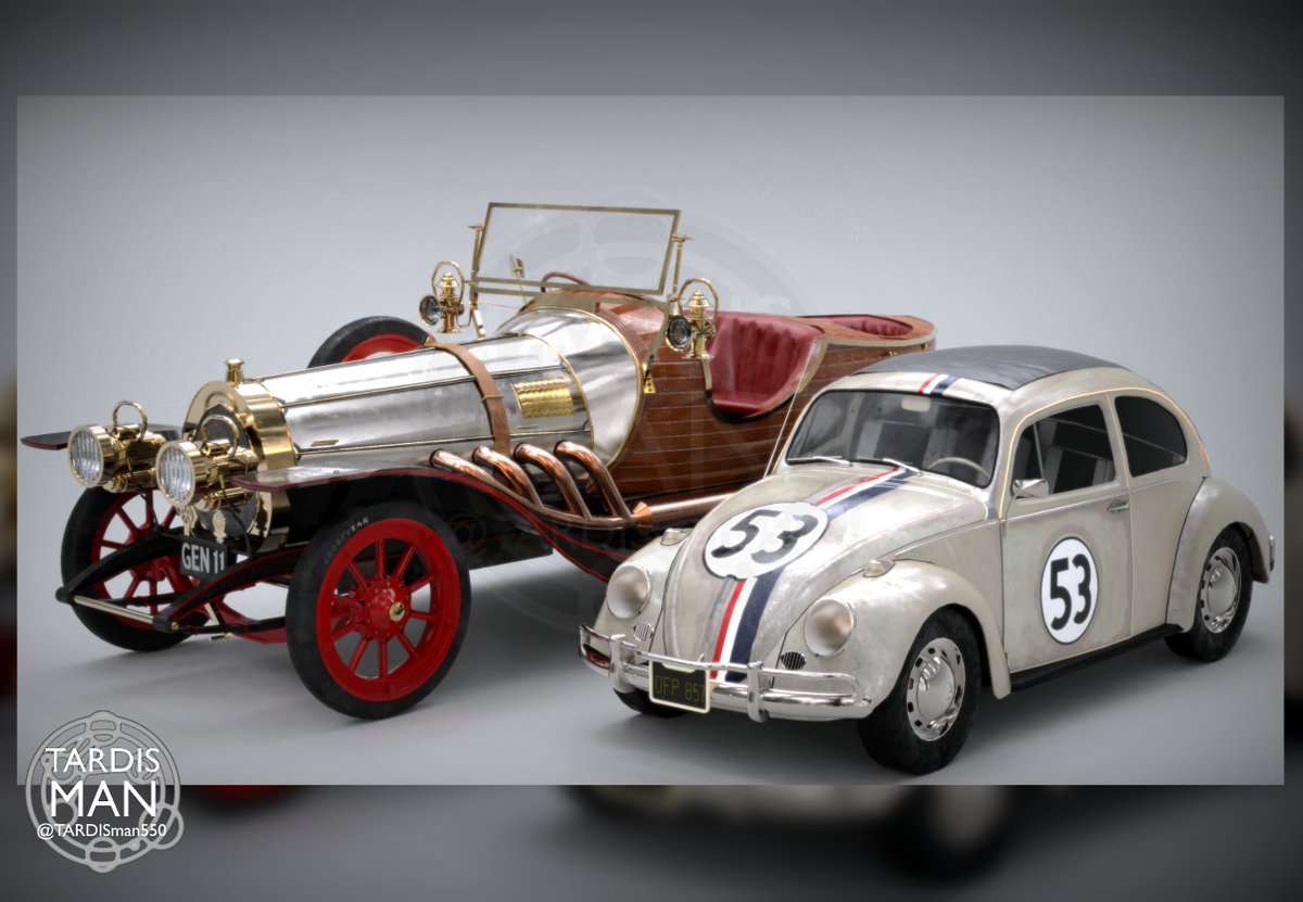 TARDISman550's tweet photo. Finally the Movie Cars meet Herbie and Chitty #Herbie #TheLoveBug #VW #Voltswagen #3dmodeling #3DModel #Keyshot #Model #TARDISman #chittyfliesagain #ChittyChittyBangBang #Gen11 https://t.co/k1QfkXiC8i