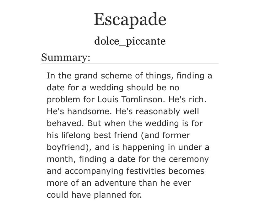 Escapade by Dolce_PiccanteWords: 146k Link:  https://archiveofourown.org/works/4034197?view_full_work=true