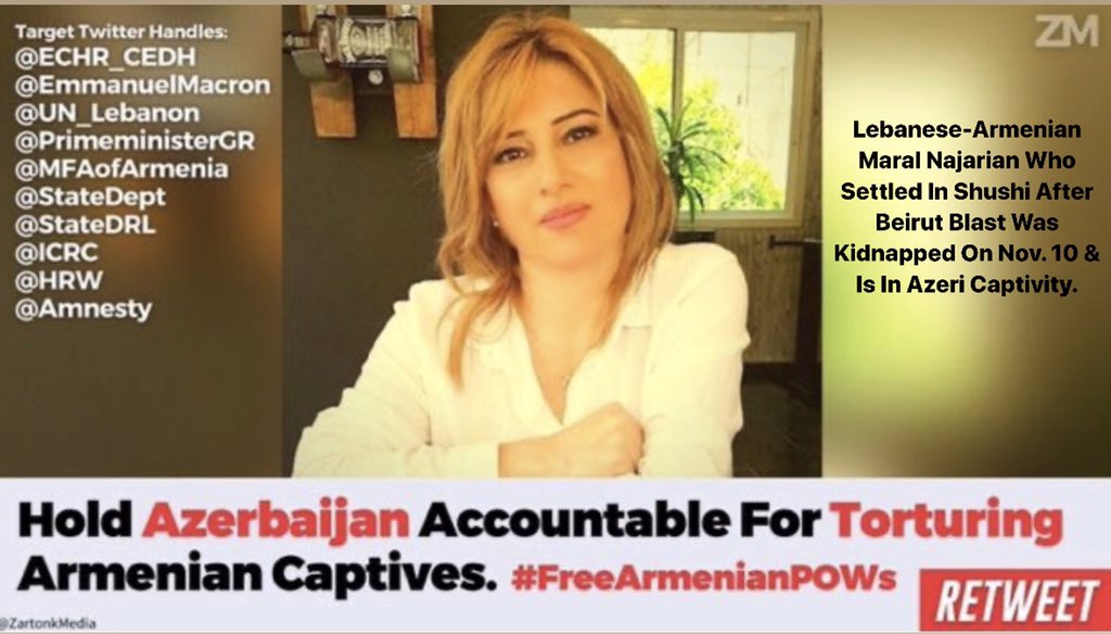 ANZHELA_YAN's tweet photo. Dear @aliciagarza Azerbaijan is holding 120+ Armenian  POWs &amp; dragging their return. Video evidence suggests they are being tortured &amp; humiliated. At least 4 of the captives are women. God knows what they are going through.Please use your voice #UntilTheyAreHome #FreeArmenianPOWs https://t.co/jHM6GqYnB3