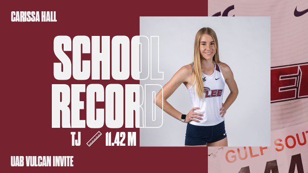 LeeUFlames's tweet photo. Boom! The historic day continues for @LeeUTFXC! 

Another school record broken in Birmingham today... this one by Carissa Hall in the Triple Jump! 

#FiredUp https://t.co/AJuCYkazHh