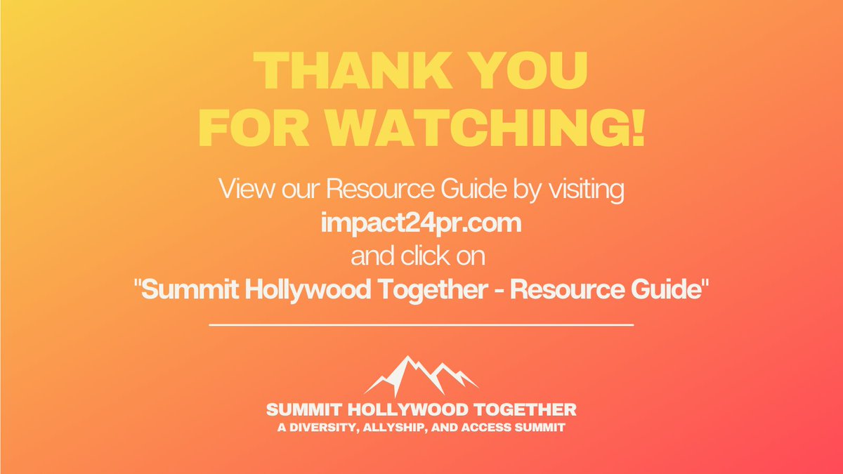 Impact24PR's tweet photo. Thank you so much for watching #SummitTogether!
The conversation doesn't stop here. Connect with our speakers' organizations and performers by visiting https://t.co/Ysf6iljjDu and clicking "Summit Hollywood Together - Resource Guide!"
#Hollywood #Entertainment https://t.co/SGMzJXhMza