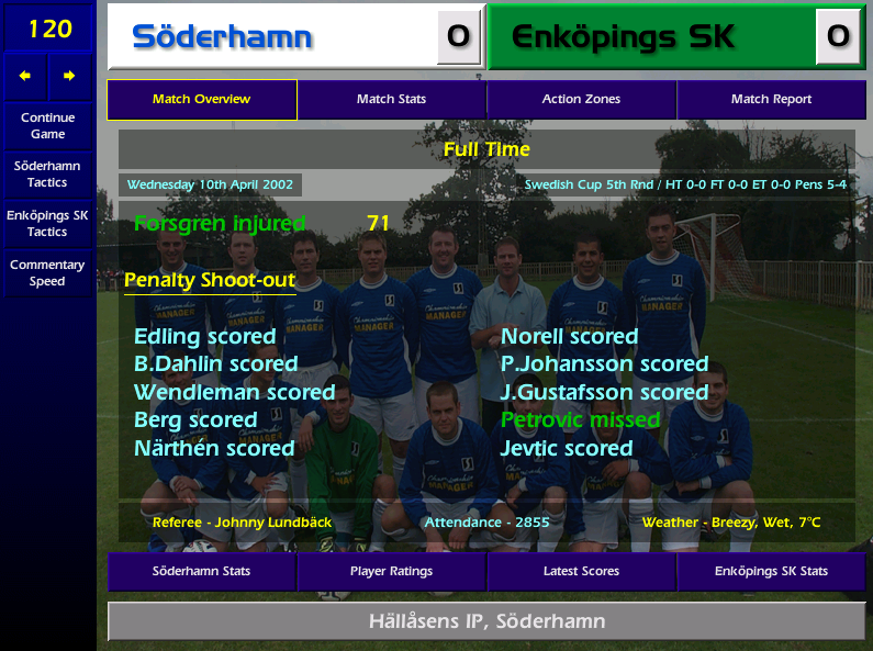 An incredible win vs D1 opposition in a game we dominated but had to rely on the lottery of penalties. I'm not sure what's going on with the Swedish Cup this season, but atleast 2 sides will be making it to the semis