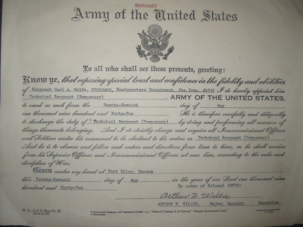 Ok Twitter; let’s work some magic and do your thing here. Today, Central Patrol officers were at a vacant motel on a property crimes investigation. They found these Army documents from 1942 among some stolen property.