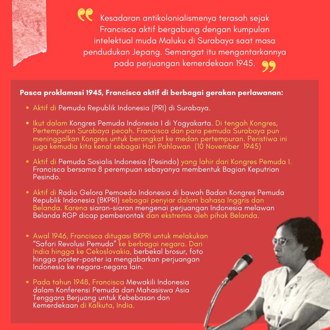 MudaSetara's tweet photo. Francisca C. Fanggidaej adalah pejuang perempuan dari Indonesia bagian Timur sejak muda aktif dalam pergerakan melawan kolonialisme
Selama 38 tahun, ia menjadi eksil setelah kudeta OrBa tahun '65
#menujuiwd2021 #mudasetara #GerakPerempuan #franciscafanggidaej #memoarperempuan https://t.co/nM8ZarL4kt