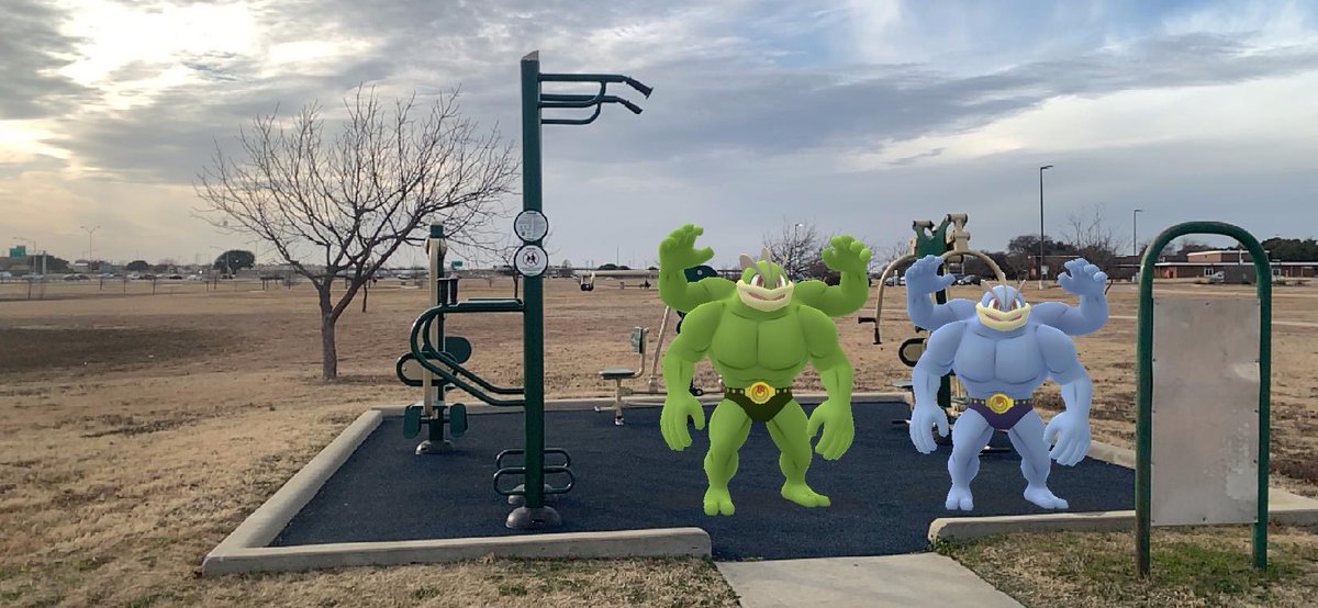 lilkitkat80's tweet photo. Saw these dudes working out while we were on a walk. #PokemonGOCommunityDay #GOsnapshot https://t.co/KgcS7bIxd7