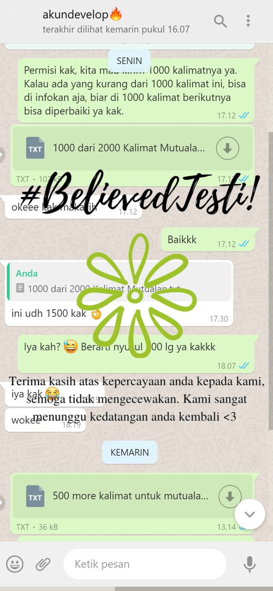 believedstore's tweet photo. #BelievedTesti 

Pembuatan 2000 kalimat. 

Selasa, 12 Januari 2021. https://t.co/gpxdrtC4xE