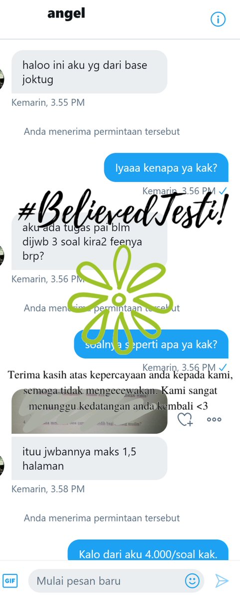 believedstore's tweet photo. #BelievedTesti 

Pengerjaan 3 (tiga) butir soal isian/essay mata pelajaran/kuliah Pendidikan Agama Islam. 

Selasa, 12 Januari 2021. https://t.co/4sBttZl33R