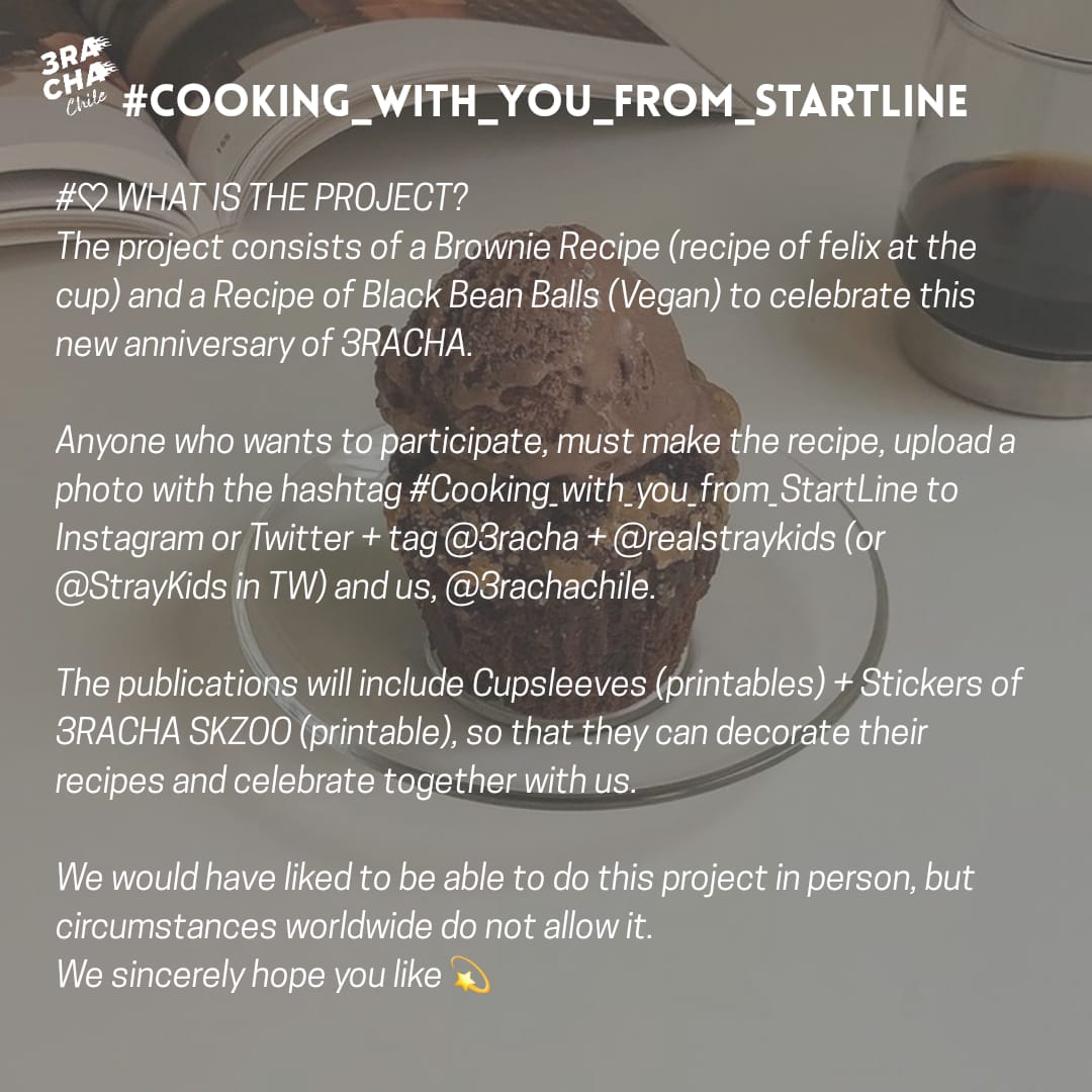3rachaCl's tweet photo. [PROYECT]

#Cooking_With_You_From_StartLine 💫🧁
ENGLISH VER. 

Stay! With a great emotion, we bring you this project. Anyone who wants to participate, can do it! no matter where it's 🌍🌎🌏

(In the images you will find the explanation🤍) 

Are you going to participate? https://t.co/tzV9bBIxZq
