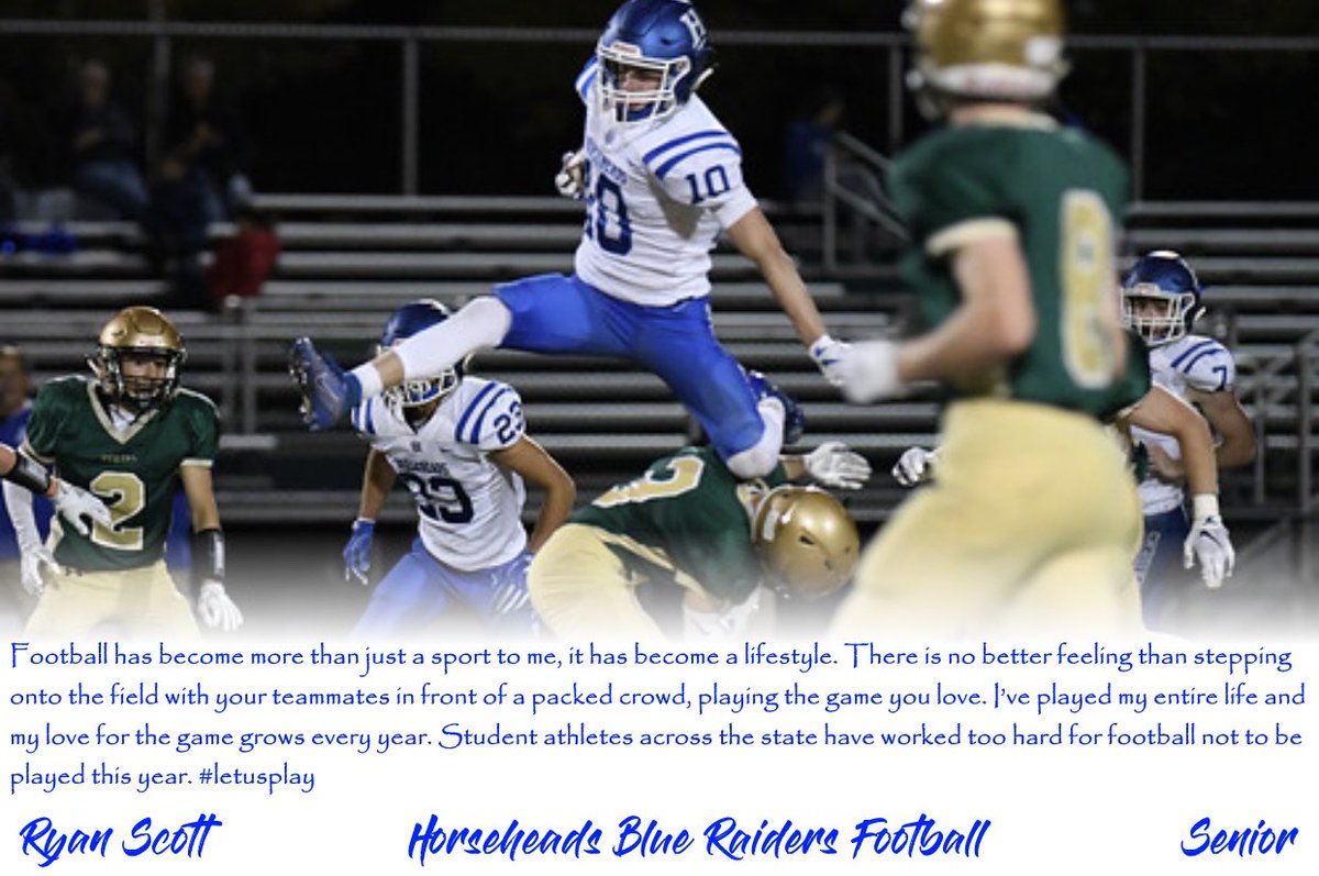 letusplayny's tweet photo. “There is no better feeling than stepping onto the field with your teammates in front of a packed crowd, playing the game you love.” @RyanScottt1 @HHSRaidersFB @NYSPHSAA @nyshsfca @NYGovCuomo @HealthNYGov #LetUsPlayNY #WeAreUnitedNY https://t.co/lvOMcq7RkU
