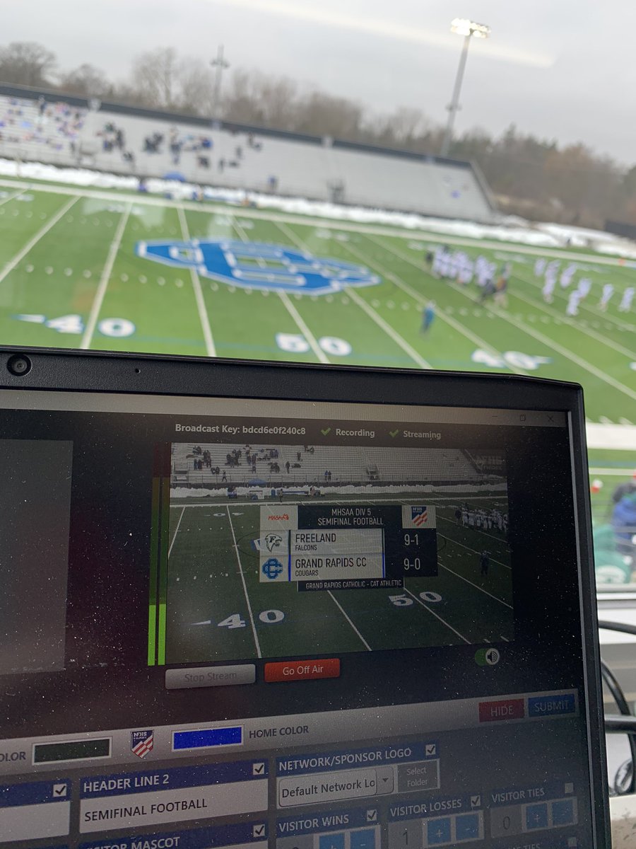 CedarSpringsTV's tweet photo. @CedarSpringsTV working the state semi final game for @MHSAA today at @GRCCfootball. Special thanks to @draperd4 for helping out!!  Recent CMU grad who is going to be doing some great things soon. https://t.co/4oS05xtKCQ