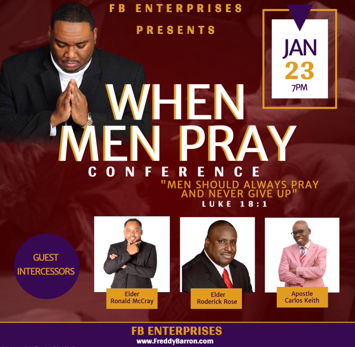 iAmDrBarron's tweet photo. Just got off a Zoom call with the intercessors for #WhenMenPray Elder @itsRevRonald_ , Elder Rose, and Pastor Keith. I am super excited and looking forward to the blessings of God from this prayer conference. Get ready get ready! Next week LIVE on Facebook at 7PM EST. https://t.co/hENPpSUQLk