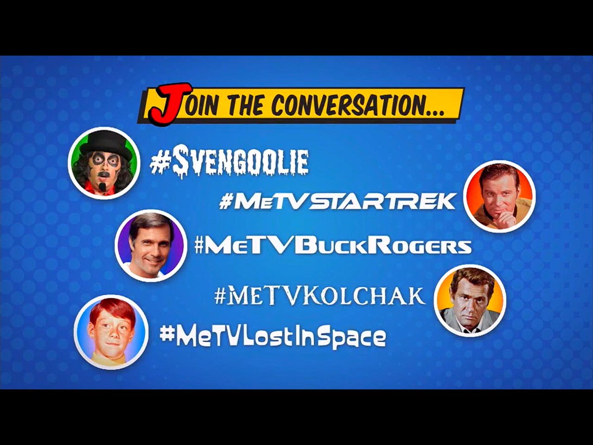ItsANewWorld4's tweet photo. It's time for Super Sci-Fi Saturday Night #on #MeTV!

#Svengoolie
#MeTVStarTrek 
#MeTVBuckRogers
#MeTVKolchak https://t.co/UD3uGuI59b