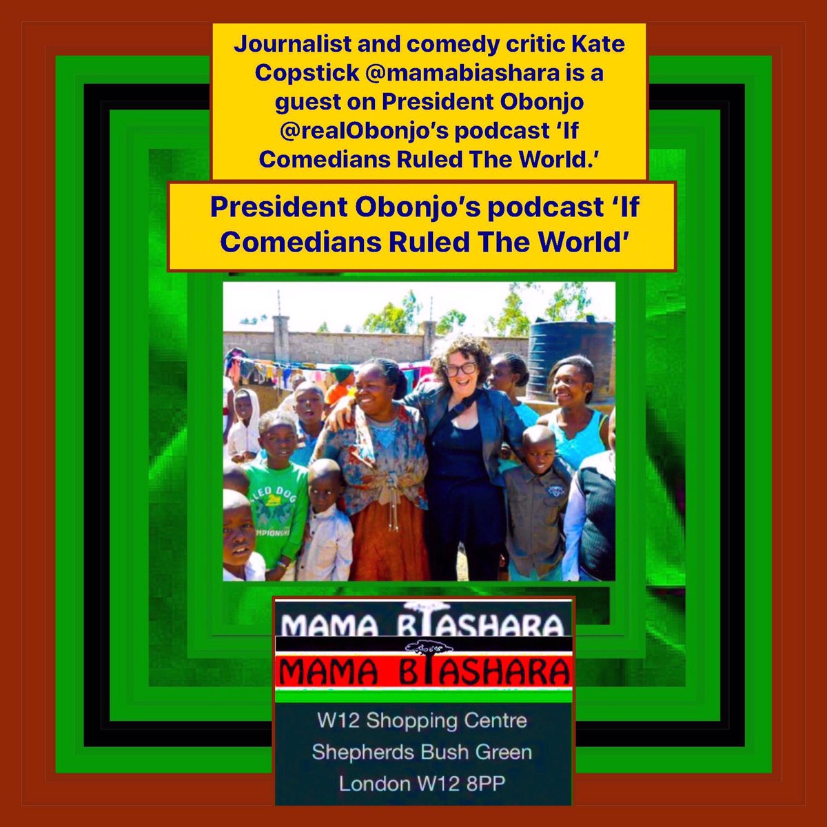 sanshui596's tweet photo. Journalist/comedy critic #KateCopstick #mamabiashara is a guest on #PresidentObonjo #realObonjo’s #podcast ‘If Comedians Ruled The World.’

#brighton #sussex #sailing #eastsussex #westsussex #pune #nashik #juba #django #senegal #quebec #kolkata #kenya #uk

https://t.co/pkdWUkWhol https://t.co/j91OJ7L3xS