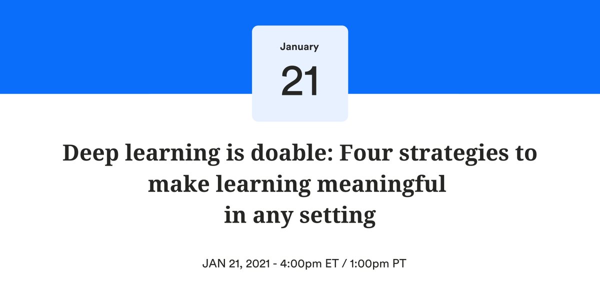 Newsela (@newsela) on Twitter photo We're hosting a webinar with special guests <a href="/jaymctighe/">Jay McTighe</a> and <a href="/harveysilver/">Harvey Silver</a> on how educators can support deeper learning and avoid “coverage."
Details here ➡️ newse.la/38PgZ2V We're hosting a webinar with special guests <a href="/jaymctighe/">Jay McTighe</a> and <a href="/harveysilver/">Harvey Silver</a> on how educators can support deeper learning and avoid “coverage."
Details here ➡️ newse.la/38PgZ2V