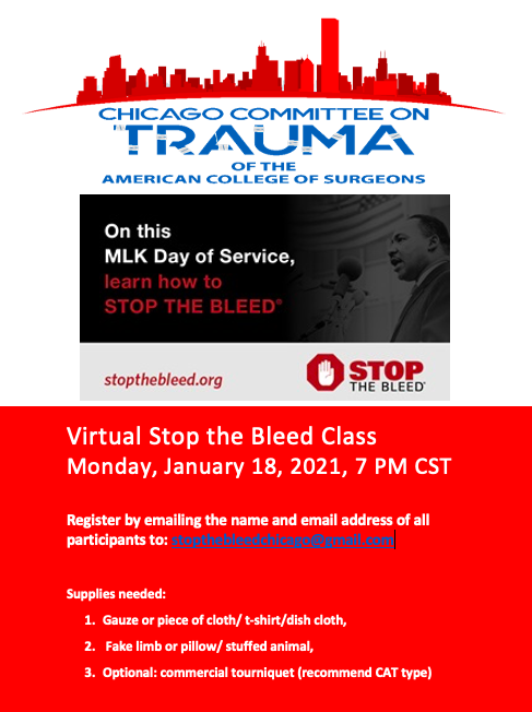 StoptheBleedChi's tweet photo. Email stopthebleedchicago@gmail.com to join us.

Please share with your co-workers, residents, students, family, church members, sports team, Facebook, twitter, insta, news media friends, news media enemies, ….. First 100 can be included. Additional can be in a future class. https://t.co/CYSeTRmgEu