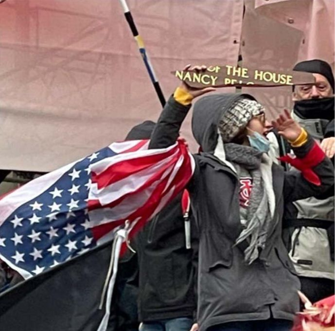 IN HIDING: Emily Hernandez, 20, from Sullivan in Franklin County Missouri. She took a splintered name plate belonging to House  @SpeakerPelosi during the riot at the U.S. Capitol. 1/2  https://www.riverfronttimes.com/newsblog/2021/01/15/missouris-emily-hernandez-took-nancy-pelosis-sign-in-capitol-riot-feds-say