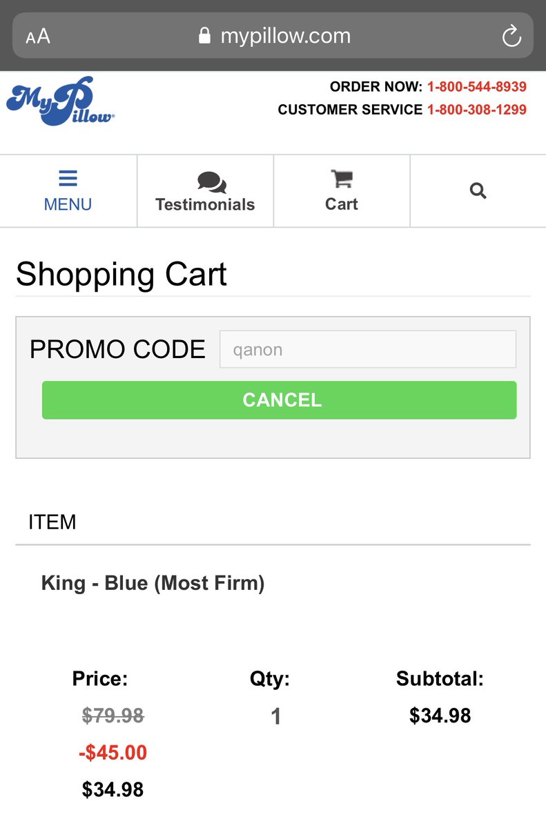 BREAKING: @realMikeLindell and @MyPillowUSA are using the promo code “QANON” for discounts on products. @FBI designated QAnon supporters as “conspiracy theory-driven domestic extremists.” Supporters of QAnon were involved in the domestic terrorist attacks on the U.S. Capitol. https://t.co/zx9P37cyLP