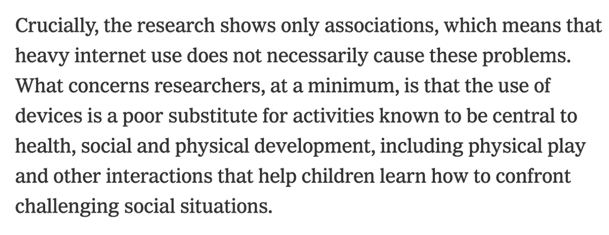 This is the only glimmer of hope in the whole article. Although, games aren’t actually found to be poor substitutes for health, social, and physical development. RE: rise of exergames & https://academic.oup.com/jcmc/article/11/4/885/4617703?login=true