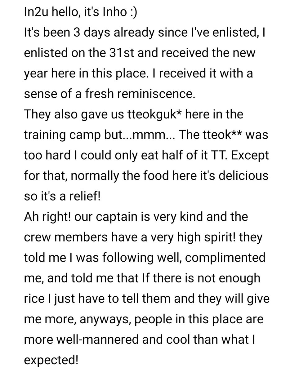 in2itsubteam's tweet photo. [ENG]
Inho fancafe letter from military service. 21/01/16
Dear My IN2U

PS. Sorry for the inaccuracies/typos https://t.co/Jgq2SekP2v