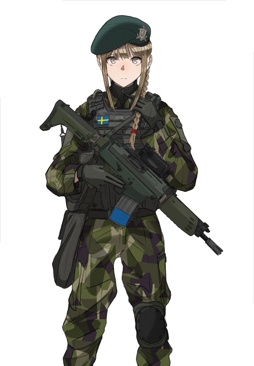 1girl weapon gun solo beret rifle hat  illustration images