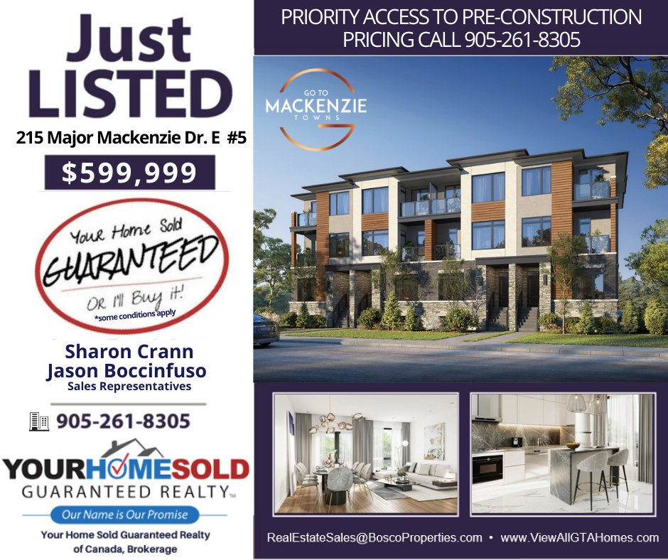 yhsgrimperium's tweet photo. Just Listed 
.
.
.
Go To Mackenzie Towns
.
.
#gotomackenzietownss #richmondhill #gotodevelopments #cnclive #capitalnorthcommunities #florence #yonge #majormackenzie #realestate #yourhomesoldguaranteedrealtyofcanada #toronto #orea #justlisted #trreb #preconstruction #stackedtowns https://t.co/mGcTGHyl82
