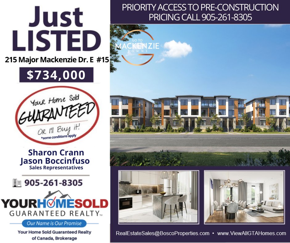 yhsgrimperium's tweet photo. Just Listed 
.
.
.
Go To Mackenzie Towns
.
.
#gotomackenzietownss #richmondhill #gotodevelopments #cnclive #capitalnorthcommunities #florence #yonge #majormackenzie #realestate #yourhomesoldguaranteedrealtyofcanada #toronto #orea #justlisted #trreb #preconstruction #stackedtowns https://t.co/mGcTGHyl82
