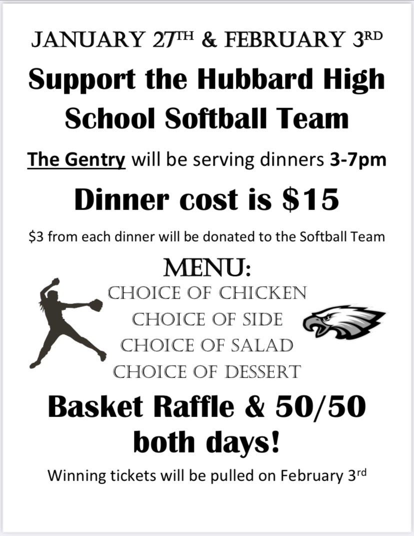Thank you in advance if you come out and help support our High School softball team.