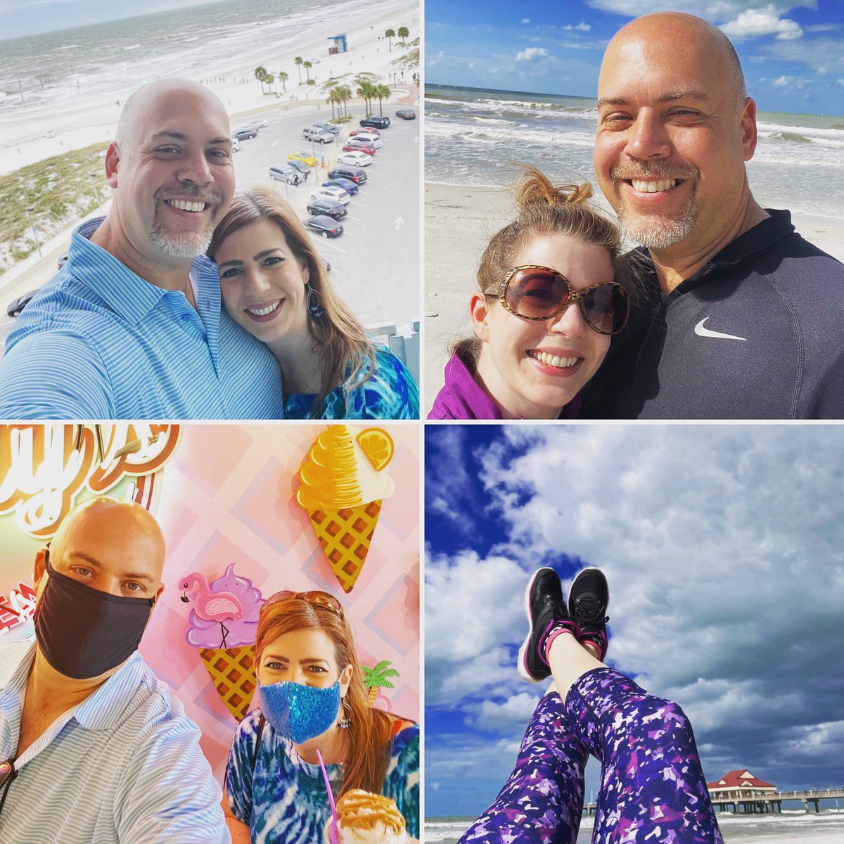 Any day with Scott is a wonderful day ❤️, and even a cold day at the beach is a day at the beach 🏝. #beachwalk #beacheats #nflfootball #takeout #weekendgetaway #clearwaterbeach