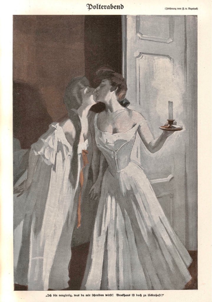 drapedinhistory's tweet photo. 1/2 Y’all were picking up major queer vibes from the last post, so here’s one that’s more than just vibes. Titled “Polterabend”, which essentially translates to “The Night Before the Wedding” by Ferdinand von Reznicek, circa 1908. https://t.co/yQpk5VK2J6