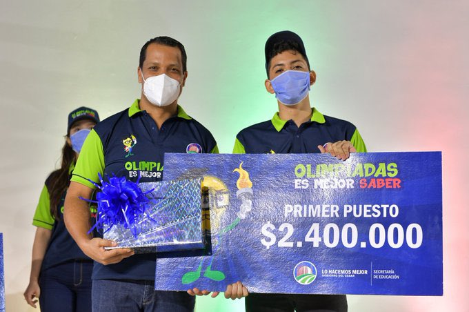 luismonsalvo's tweet photo. Felicitaciones para el joven 1er puesto en pruebas saber de Bosconia con 459 puntos: Carlos Daniel Jiménez Anaya quien fue el ganador de las Olimpíadas Es Mejor Saber del Gobierno del Cesar en 2020. https://t.co/5chyqZdM6b