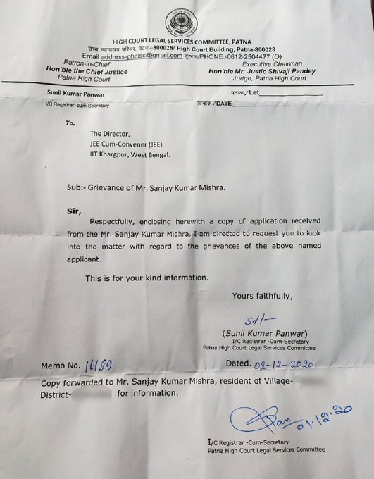 LoneFighter10's tweet photo. Honorable @tewari_virendra sir, A portion  of 2019 board students are struggling for an attempt for JEE ADV. Lockdown have impacted their, prep. This is a patna highcourt direction to IITKGP. We deserve a 2nd chance sir.
Pls replay positively.🙏
@ramgopal_rao https://t.co/ArZBkksgxj