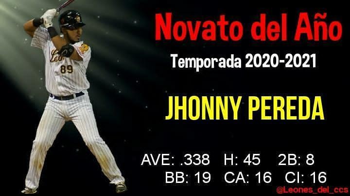 arribaleones's tweet photo. El joven receptor Jhonny Pereda ganó el Premio Novato del Año en la #LVBP Temporada 2020-2021 y se convirtió en el pelotero #14 en la Historia de los Leones del Caracas en lograr este galardón.

#OrgulloCaraquista 😍 ¡Felicidades! 🐴
#ArribaLeones 🦁💪 #LVBP https://t.co/MYPtahA5pC