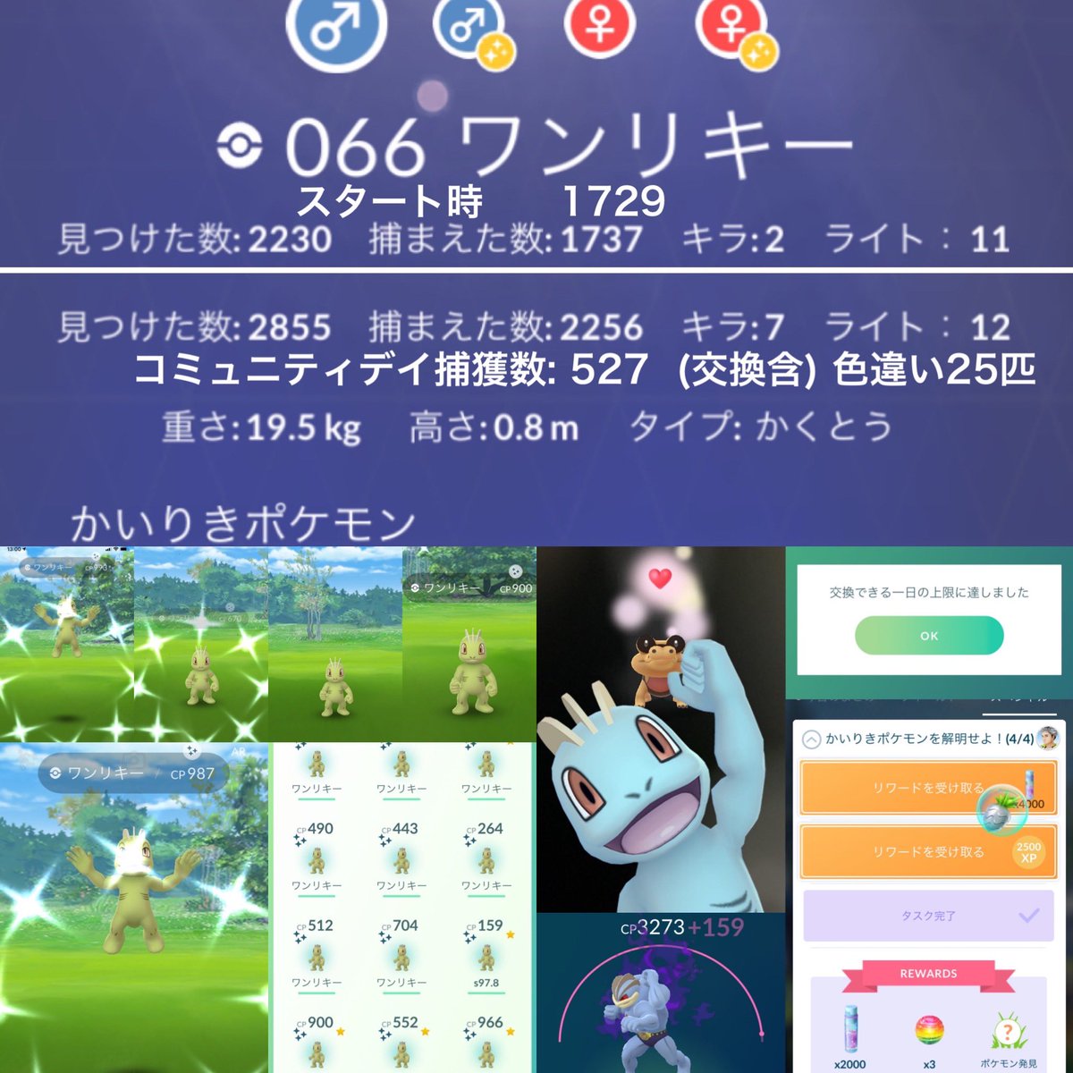 ট ইট র ジラヰしろう Pokemongocommunityday は仕事してたので開催時間のほとんどをstay Homeでgo状態だったけど 色違い過去最高26匹 更に遠隔交換で個体値100ゲットと好調 期待していたxl飴は約130個入手 日常使いカイリキーの完スト目標に届かず残念