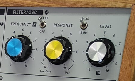 other mod: the ability to switch the Diode Ladder Filter between 18db and 24db. VCS3s originally used an 18db filter, unique to them, which provides a characteristic "nasal" quality. They were changed in the late 70s to compete with the popular Moog Filter sound, which was 24db
