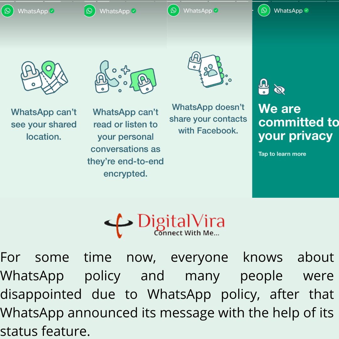 digital_vira's tweet photo. Reasons for opposing WhatsApp policy
He gave some information which is : -
.
.
#socialmedia
#digitalmarketingcompany #digitalmarketingexpert #socialmediamarketing #facebook #marketing #digitalnews  #whatsapp  #whatsappnews #whatsappstatus #whatsapppolicy https://t.co/31tNMcoono