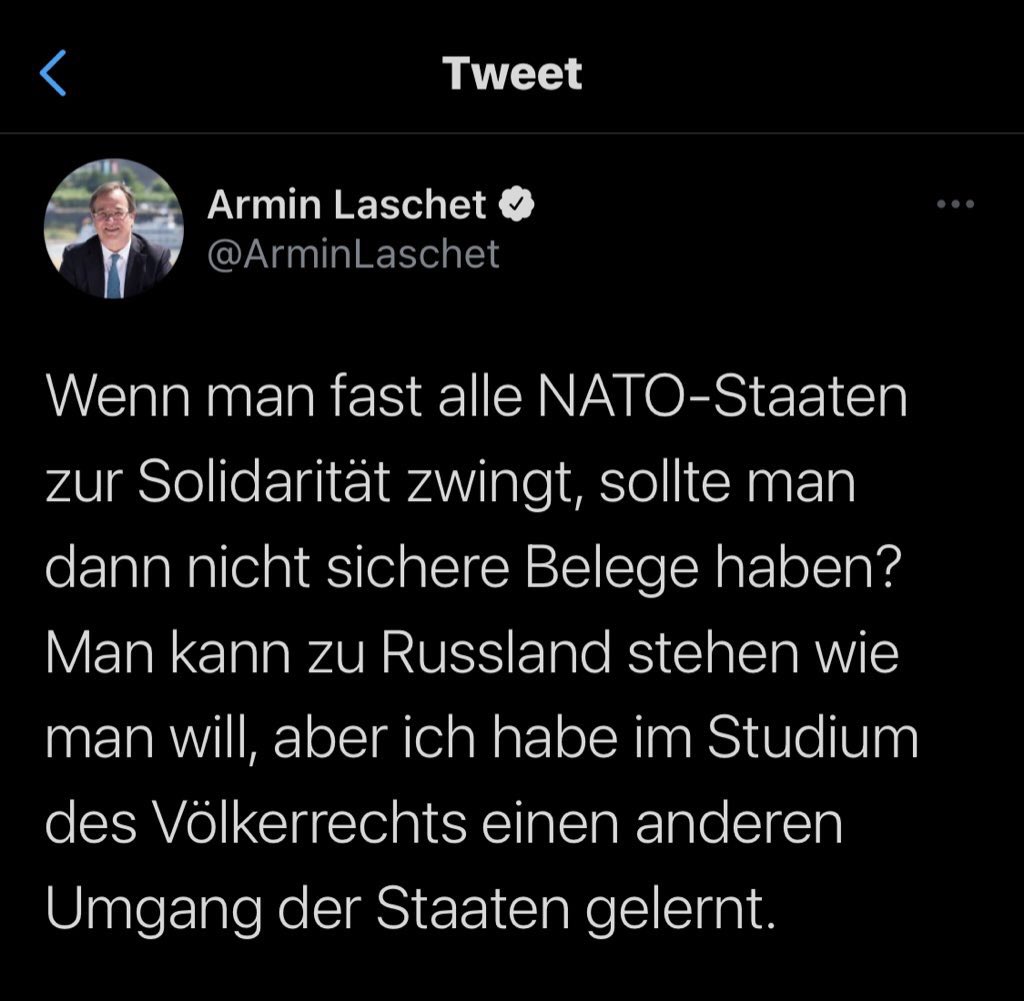 Just flagging the new head of the CDU and likely Merkel successor was a Salisbury attack truther: “If you force almost all NATO countries to show solidarity, shouldn’t you have reliable evidence?”