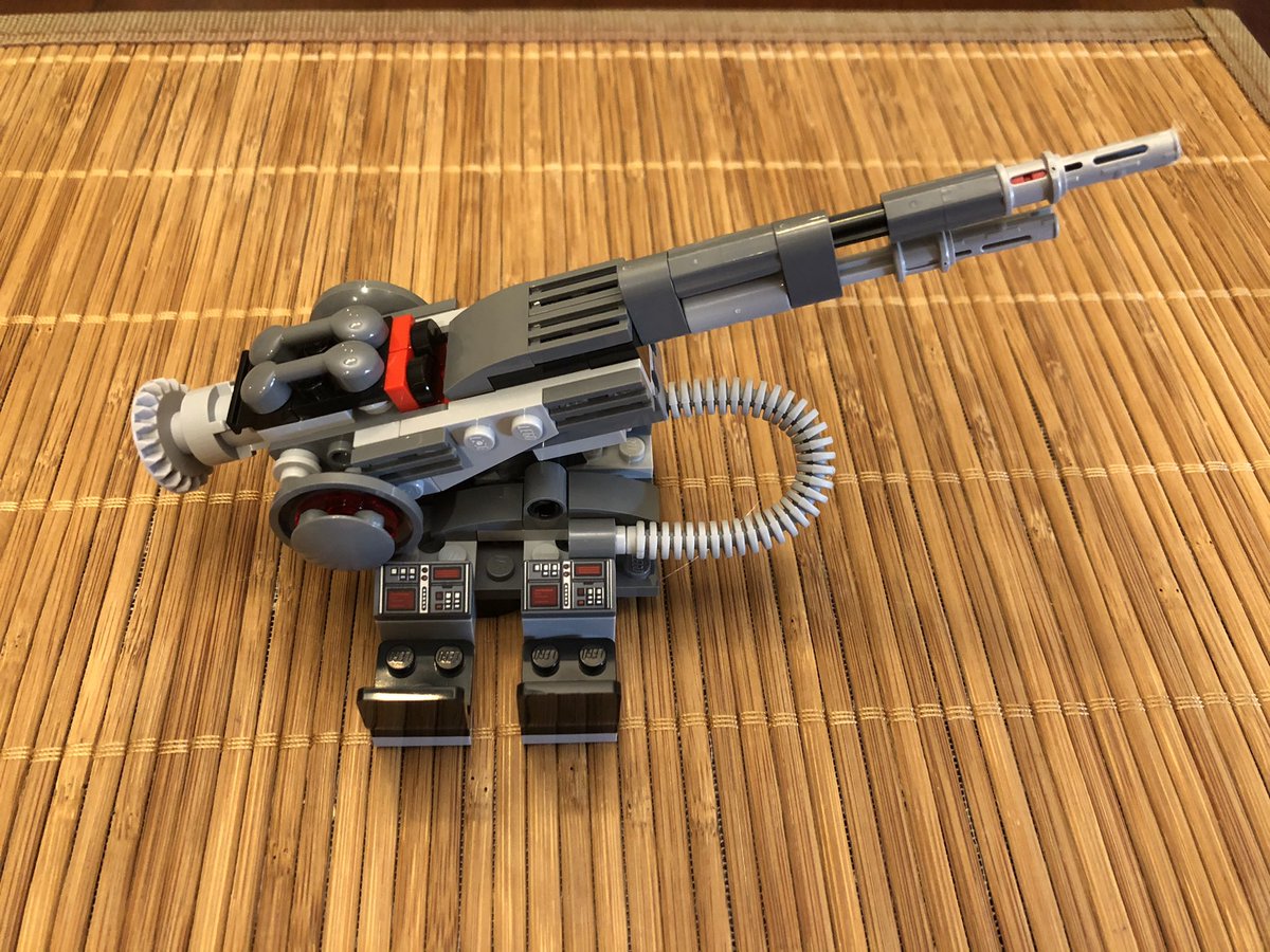 A few more assemblies and we have a cannon! It attaches to the tilt portion of the unit.  #LEGO  