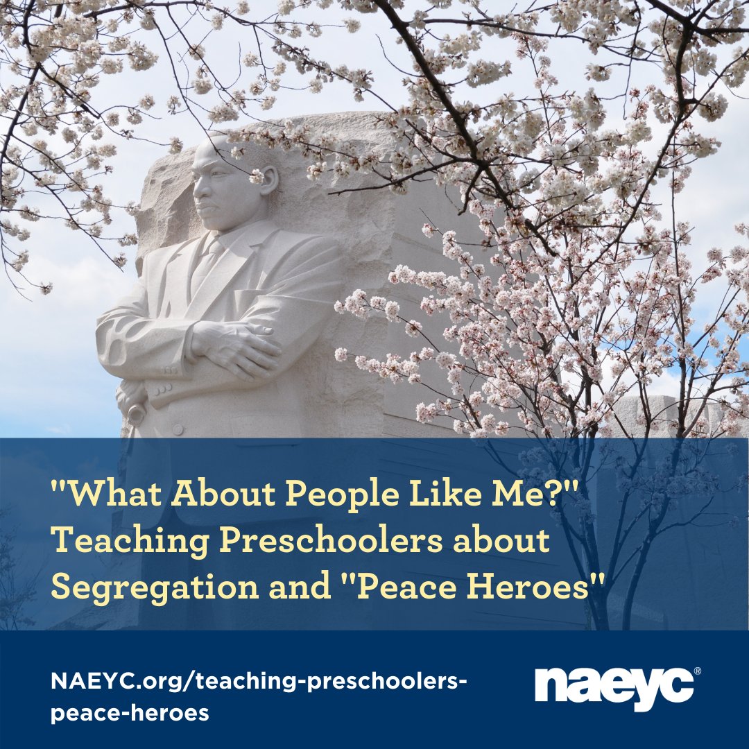 NAEYC's tweet photo. "Learning about Dr. King’s life provides us with a wonderful opportunity to reflect on the principles he stood for. These are ideas my colleagues and I believe are very appropriate for preschoolers to explore and revisit often." https://t.co/4fjjLSg2pV https://t.co/Q86KOEizvs