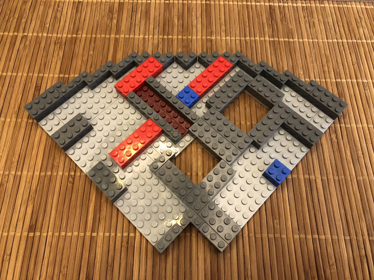 Place the floor counter clockwise, again being careful when securing to the compactor posts.The next floor has two holes, and a recessed area, then some pieces go on the underside.  #LEGO  