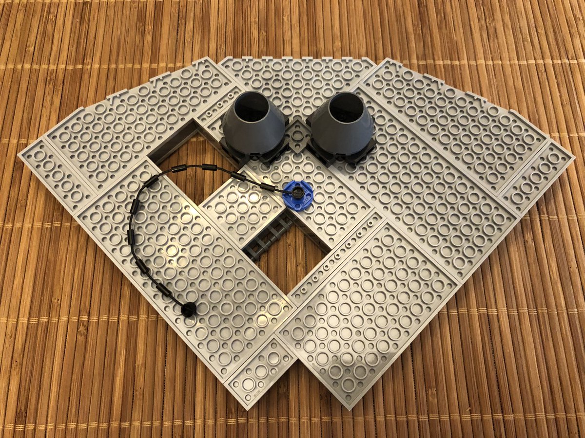 We end up with two hanging cones and a rope, which are recognizable. Secure the floor, then add a railing and a few decorations in top.Here’s that classic movie scene, you can almost hear the scream!This ends section 5. Lots of pieces, and it was mostly just floors!  #LEGO  