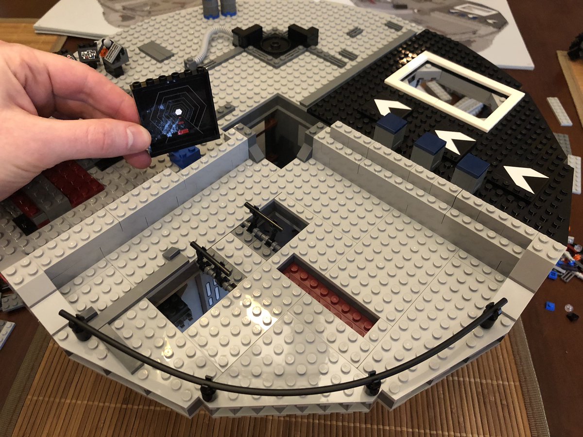 We start in this section, building the walls up. A decal goes on this black panel, but it faces the other way. More and more layers to the walls.  #LEGO  