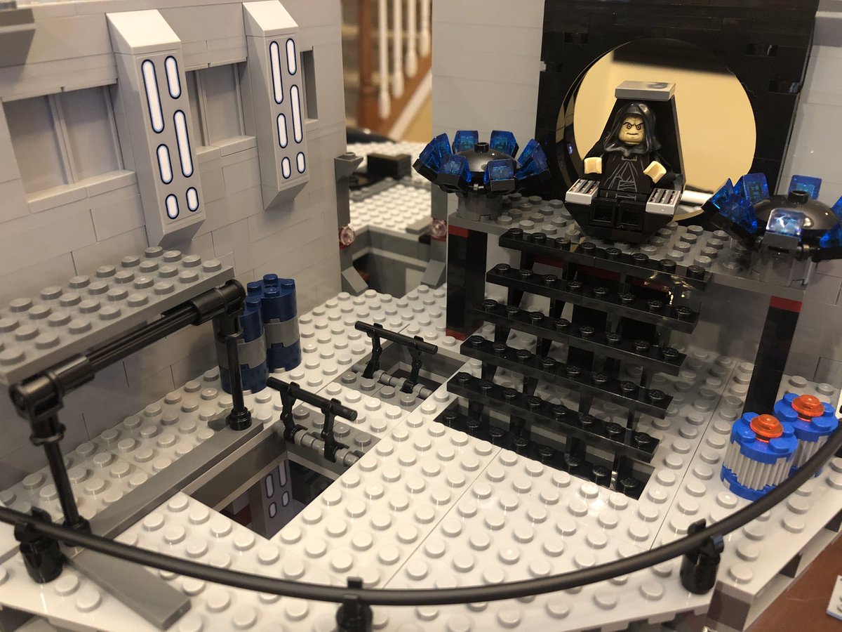 Definitely the throne room. I don’t know what these contraptions are but they go on either side of the Emperor’s throne. And of course we need the glass canopy behind him. It should face space but hard to do in a model you can only see from the outside.  #LEGO  